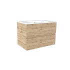 Meuble de salle de bains 80cm 2 tiroirs_chêne industriel + vasque céramique blanche - timber 80 Aurlane - PACM604