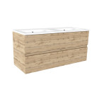 Meuble de salle de bains 120cm 4 tiroirs_chêne industriel + vasque céramique blanche - timber 120 Aurlane - PACM605