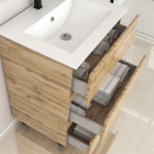 Meuble de salle de bains 60cm 3 tiroirs_chêne industriel + vasque céramique blanche - timber 60 Aurlane - PACM606
