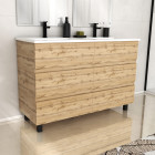 Meuble de salle de bains 120cm 6 tiroirs_chêne industriel + vasque céramique blanche - timber 120 Aurlane - PACM608