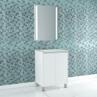 Pack meuble salle de bains 60cm blanc 2 portes, vasque, miroir 60x80 à leds intégrées - xenos Aurlane - PACM610