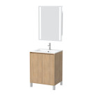 Pack meuble salle de bains 60cm chêne clair 2 portes, vasque, miroir 60x80 à leds intégrées - xenos Aurlane - PACM612