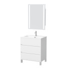 Pack meuble salle de bains 60cm blanc 3 tiroirs, vasque, miroir 60x80 à leds intégrées - xenos Aurlane - PACM618