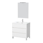 Pack meuble salle de bains 80cm blanc 3 tiroirs, vasque, miroir 60x80 et réglette led - xenos Aurlane - PACM629