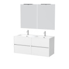 Meuble salle de bains 120 cm laqué blanc 4 tiroirs, vasque, miroirs 60x80 et réglettes led - xenos Aurlane - PACM637