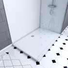 Pack panneau wall'it blan 90 et panneau wall'it blanc 120 + receveur whiteness ii 120 + paroi en verre trempé transparent + barre de fixation chrome. Aurlane - PACP019