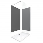 Pack 2 panneaux muraux + receveur + paroi en verre trempé transparent + barre de fixation Aurlane - PACP031