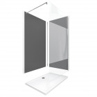 Pack 2 panneaux muraux + receveur + paroi en verre trempé bande depolie + barre de fixation Aurlane - PACP032