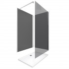 Pack 2 panneaux muraux + receveur + paroi en verre trempé fumé + barre de fixation Aurlane - PACP034