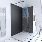Pack 2 panneaux muraux wall'it noir + receveur + paroi en verre trempé transparent + barre de fixation. Aurlane - PACP041