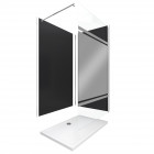Pack 2 panneaux muraux wall'it noir + receveur whiteness ii 120 + paroi de douche freedom 2 miroir 120 + barre de fixation chrome Aurlane - PACP045