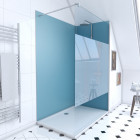 Pack 2 panneaux muraux wall'it bleu + receveur whiteness ii 120 + paroi de douche freedom 2 depolie 120 + barre de fixation chrome Aurlane - PACP056