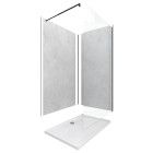 Pack panneaux muraux light grey 90+120x210 - receveur 120x90 - paroi 120x200 - profils et bras noir Aurlane - PACP077