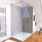 Panneaux muraux light grey 90+120x210 - receveur 120x90 - paroi 6mm transparente 120x200 + bras Aurlane - PACP078