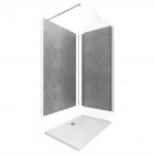 Pack 2 panneaux muraux stone'it silver grey 90 + paroi de douche + receveur + barre de fixation Aurlane - PACP090