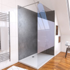 Panneaux muraux silver grey 90+120x210 - receveur 120x90 - paroi 8mm 120x200 + bras - Couleur de paroi au choix