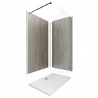 Pack panneau muraux 120x210 + paroi 120x210 + receveur 90x120 + barre de fixation noir mat 70/100cm Aurlane - PACP101