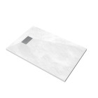 Pack receveur blanc effet pierre 120x80 cm et grille décor perforée en inox - pack rock 2 Aurlane - PACR104