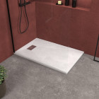 Pack receveur blanc effet pierre 140x90 cm et grille décor perforée en inox - pack rock 2 Aurlane - PACR105
