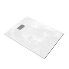 Pack receveur blanc effet pierre 120x90 cm et grille décor perforée en inox - pack rock 2 Aurlane - PACR107