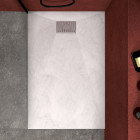 Pack receveur blanc effet pierre 120x80 cm et grille décor linéaire en inox - pack rock 2 Aurlane - PACR109