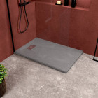 Pack receveur gris effet pierre 120x80 cm et grille décor perforée en inox - pack rock 2 Aurlane - PACR114