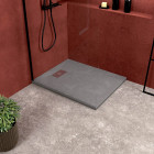 Pack receveur gris effet pierre 90x70 cm et grille décor perforée en inox - pack rock 2 Aurlane - PACR118