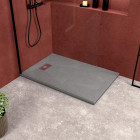 Pack receveur gris effet pierre 140x90 cm et grille décor linéaire en inox - pack rock 2 Aurlane - PACR120