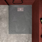 Pack receveur gris effet pierre 90x70 cm et grille décor linéaire en inox - pack rock 2 Aurlane - PACR123