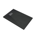 Pack receveur noir effet pierre 120x80 cm et grille décor perforée en inox - pack rock 2 Aurlane - PACR124