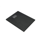 Pack receveur noir effet pierre 90x70 cm et grille décor perforée en inox - pack rock 2 Aurlane - PACR128