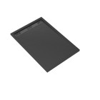 Receveur en acrylique gris effet pierre 80x120x4 cm + grilles linéaires chrome et noire - meteora Aurlane - PACR142