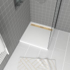Receveur en acrylique blanc 80x80x4 cm + grilles linéaires chrome et or brossé - whiteness ii Aurlane - PACR151