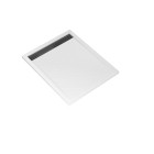 Receveur en acrylique blanc effet pierre 100x80x4cm + grilles linéaires chrome et gun metal Aurlane - PACR172