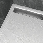 Receveur en acrylique blanc effet pierre 120x80x4cm + grilles linéaires chrome et gun metal Aurlane - PACR173