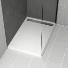 Receveur en acrylique blanc effet pierre 120x90x4cm + grilles linéaires chrome et gun metal Aurlane - PACR174