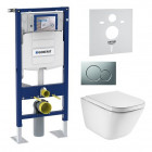 Pack bâti-support autoportant duofix+pl/chr+cuvette ss bride caréné+abattant