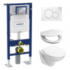 Pack bâti-support auto duofix+plaque+cuvette roca+abattant