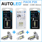 Pack p20 4 ampoules led w5w (t10)+navette c5w 36mm canbus autoled®