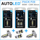 Pack p29 4 ampoules à leds - w5w (t10) 5 leds canbus+navette c5w 36mm canbus autoled®