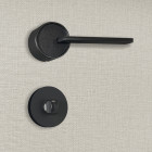 Poignée de porte design à condamnation finition aspect cuivre patiné noir mat de forme ${3} amalia - katchmee