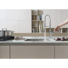 Mitigeur évier move avec douchette - finition : acier inox brossé - revêtement flexible gaine en gomme noire opaque