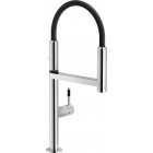 Mitigeur évier MOVE avec douchette - Finition : acier Inox brossé - revêtement flexible en acier brossé