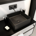 Vasque à poser carrée en céramique noire - 40x40x14cm - squarish dark