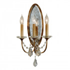 Applique bronze oxydé, décors en cristal, 3 éclairages