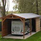 Abri deux pentes, 400cmx800cm, bois douglas francais, carport, auvent, abri camping-car, cpbf-cc2p400x800