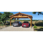 Abri deux pentes, 600cmx950cm, bois douglas francais, carport, auvent, abri voiture, cpbf-v2p600x950