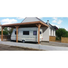 Abri toit plat adosse, 400cmx1050cm, bois douglas francais, carport, auvent, abri camping-car, cpbf-cctpa400x1050