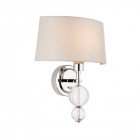 Applique demie darlaston, nickel et verre, abat-jour en soie