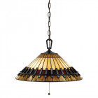 Suspension chastain, bronze vintage et verre tiffany